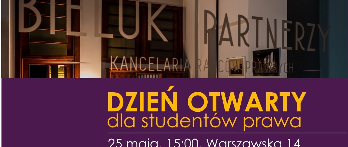 Dzień Otwarty Kancelarii Radców Prawnych Bieluk i Partnerzy dla studentów Wydziału Prawa UwB (25 maja 2026 r.) - grafika promująca wydarzenie