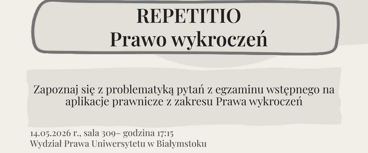 Repetitio: Prawo wykroczeń - plakat promujący zajęcia