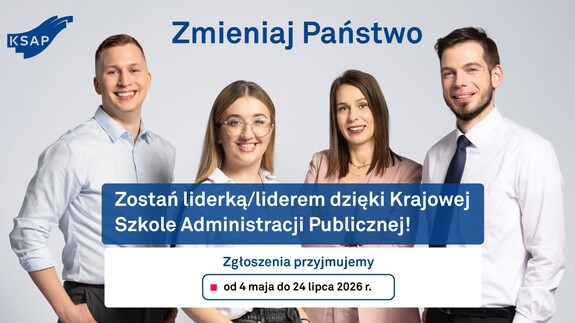 Krajowa Szkoła Administracji Publicznej (KSAP) - materiał graficzny promujący najnowszą ofertę edukacyjną