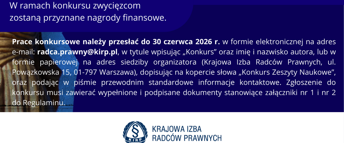 Konkurs na najlepszą pracę naukową poświęconą samorządowi radców prawnych i deontologii zawodowej