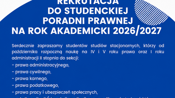 Rekrutacja do Studenckiej Poradni Prawnej na rok akademicki 2026/2027