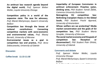 14th International PhD Students&rsquo; Conference on Competition Law: Goals of Competition Law na Wydziale Prawa UwB - plakat promujący wydarzenia - część 2 materiału graficznego