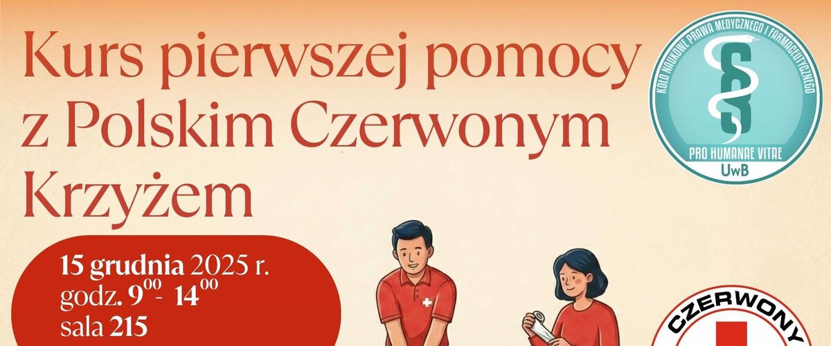 Wydziałowy Kurs Pierwszej Pomocy organizowany przez Polski Czerwony Krzyż - plakat 