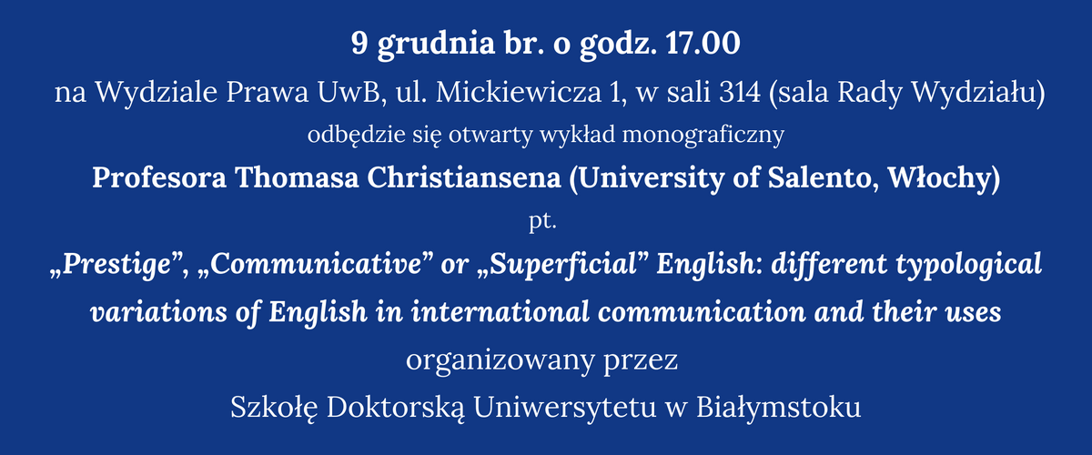 Wykład monograficzny prof. Thomasa Christiansena
