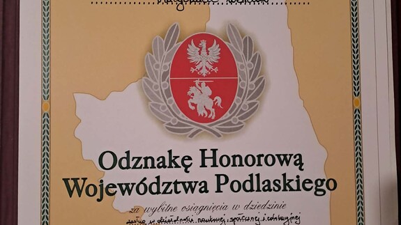 Dr Małgorzata Wenclik z Odznaką Honorową Wojew&oacute;dztwa Podlaskiego