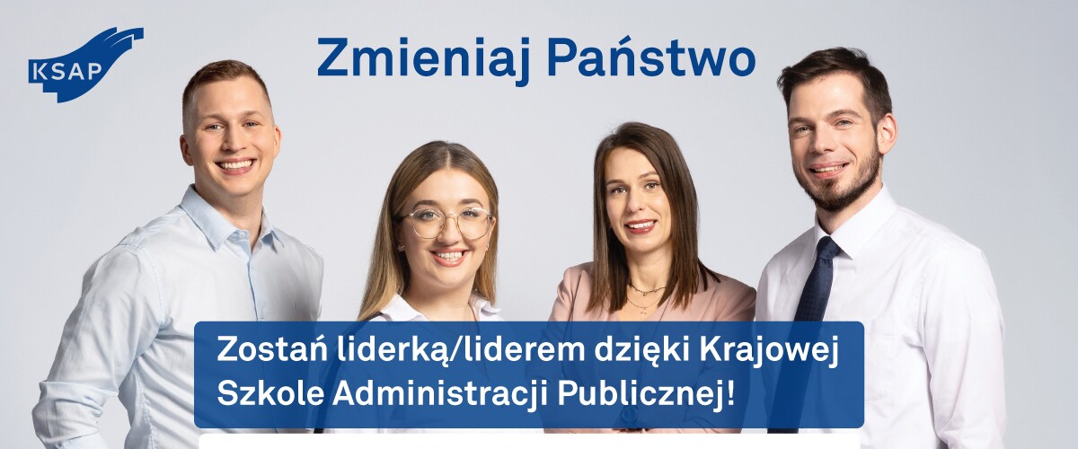 Krajowa Szkoła Administracji Publicznej (KSAP) - materiał graficzny promujący najnowszą ofertę edukacyjną