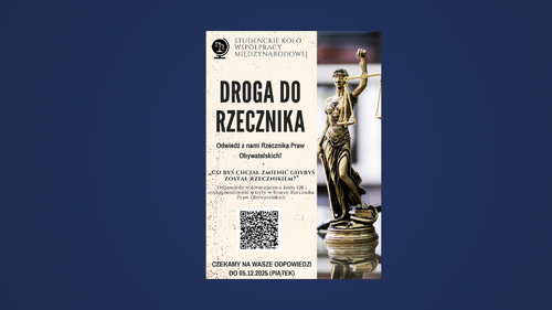 Przygotuj interesującą wypowiedź i wyjedź do Biura Rzecznika Praw Obywatelskich! - plakat promujący konkurs