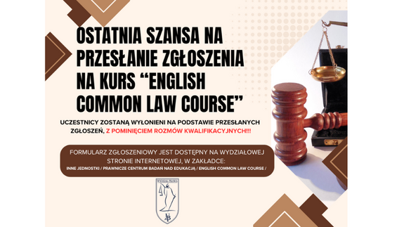 Kurs &#34;English Common Law Course&#34; na Wydziale Prawa UwB 