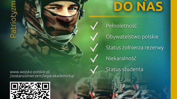 plakat z żołnierzem i kodem QR