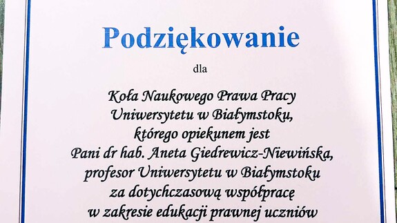 Spotkanie edukacyjne w Zespole Szk&oacute;ł nr 15 przy Uniwersyteckim Dziecięcym Szpitalu Klinicznym w Białymstoku