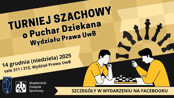 Turniej szachowy o ,,Puchar Dziekana Wydziału Prawa UwB” - plakat
