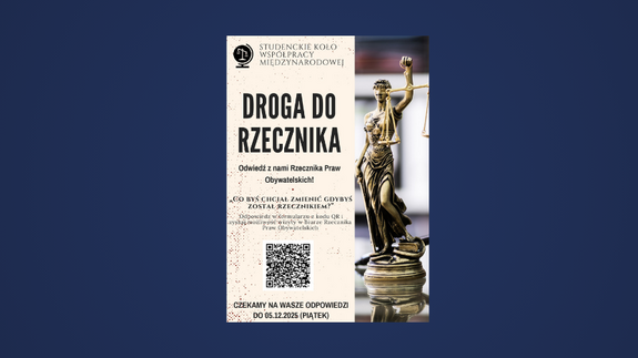 Przygotuj interesującą wypowiedź i wyjedź do Biura Rzecznika Praw Obywatelskich! - plakat promujący konkurs