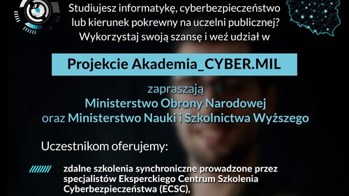 V edycja programu Akademia_CYBER.MIL - plakat promujący przedsięwzięcie