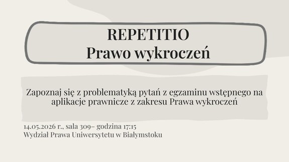 Repetitio: Prawo wykroczeń - plakat promujący zajęcia