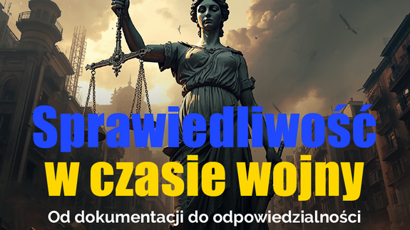 Sprawiedliwość w czasie wojny - plakat promujący wydarzenie
