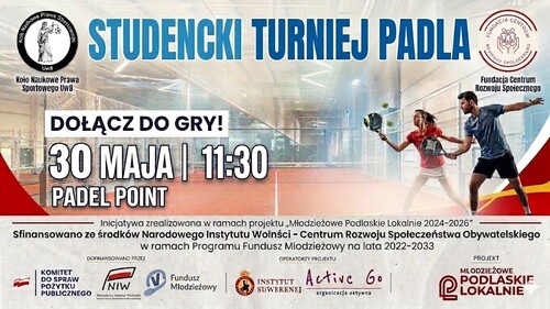 Studencki Turniej Padla (30 maja 2026 r.) - grafika promująca wydarzenie