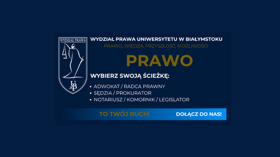 Prawo na Wydziale Prawa Uniwersytetu w Białymstoku - grafika informacyjna