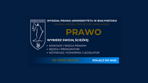 Prawo na Wydziale Prawa Uniwersytetu w Białymstoku - grafika informacyjna