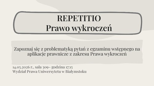 Repetitio: Prawo wykroczeń - plakat promujący zajęcia