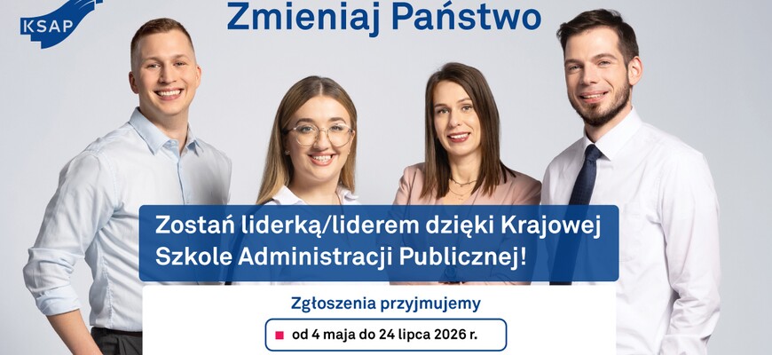 Krajowa Szkoła Administracji Publicznej (KSAP) - materiał graficzny promujący najnowszą ofertę edukacyjną