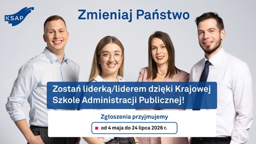 Krajowa Szkoła Administracji Publicznej (KSAP) - materiał graficzny promujący najnowszą ofertę edukacyjną