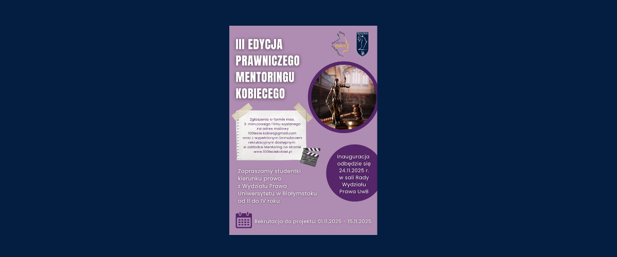 „Prawniczy Mentoring Kobiecy” - plakat informacyjny 