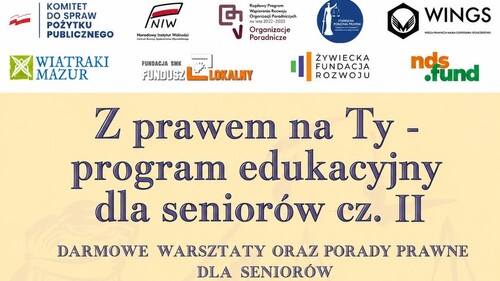 Studencka Poradnia Prawna - Pracownia Wydziału Prawa UwB wykonawcą projektu pt. "Z prawem na Ty - program edukacyjny dla seniorów cz. II"