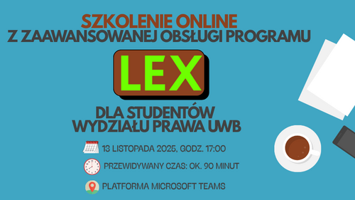 Szkolenie online z zaawansowanej obsługi programu LEX - plakat