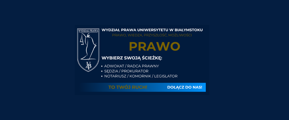 Prawo na Wydziale Prawa Uniwersytetu w Białymstoku - grafika informacyjna