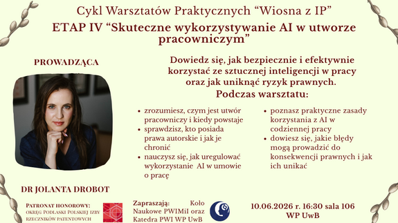 Certyfikowany Cykl Warsztat&oacute;w Praktycznych pod nazwą "Wiosna z IP" - grafika gł&oacute;wna