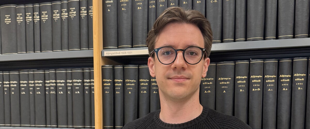 Mgr Przemysław Brzozowski na kwerendzie bibliotecznej w Islandzkiej Bibliotece Narodowej i Uniwersyteckiej w Reykjavíku