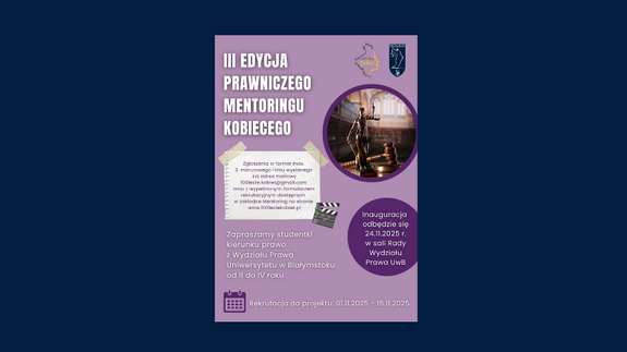 „Prawniczy Mentoring Kobiecy” - plakat informacyjny 