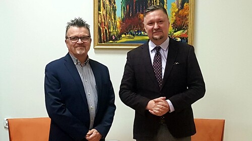 Spotkanie Dziekana Wydziału Prawa UwB - dr. hab. Artura Olechno, prof. UwB z prof. Thomasem Christiansenem