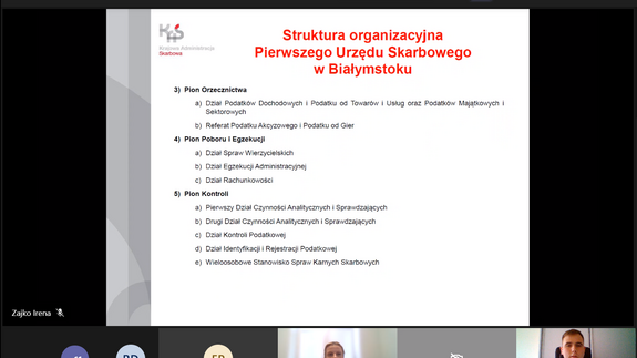 Relacja ze spotkania KNPP „Praca w Pierwszym Urzędzie Skarbowym w Białymstoku”