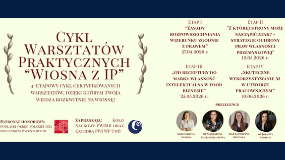 Certyfikowany Cykl Warsztat&oacute;w Praktycznych pod nazwą "Wiosna z IP" - grafika gł&oacute;wna