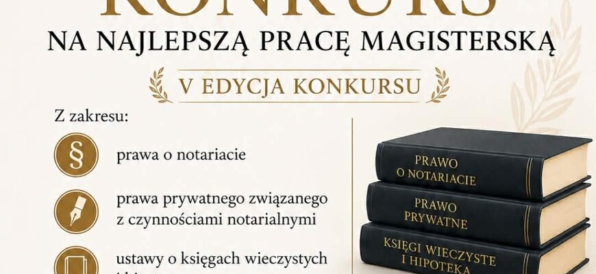 V edycja ogólnopolskiego konkursu na najlepszą pracę magisterską Stowarzyszenia Notariuszy Rzeczypospolitej Polskiej